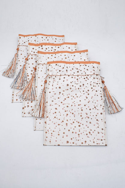 Tassel Tie Drawstring Paper Gift Pouch with Easter print, Set of 4, 21X18cm
