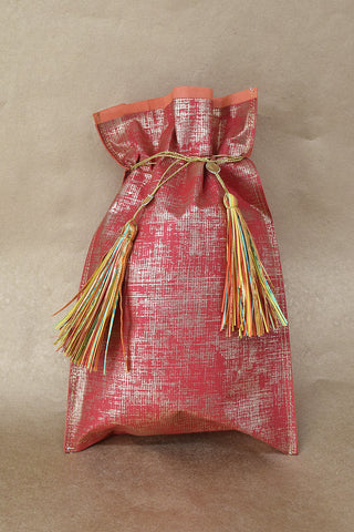 Multicolour Tassel Tie Drawstring Printed Paper Gifting Pouch Online