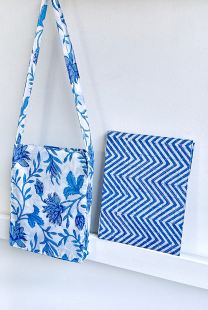 Quilted Cover Coptic Stitch Journal with Bag, Prints, 9.5x7