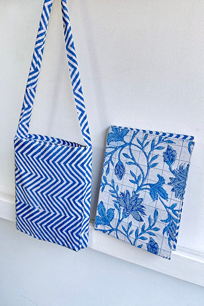 Quilted Cover Coptic Stitch Journal with Bag, Prints, 9.5x7