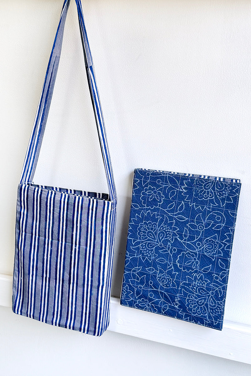 Blue Quilted Cover Coptic Stitch Journal Notebook With Bag Online