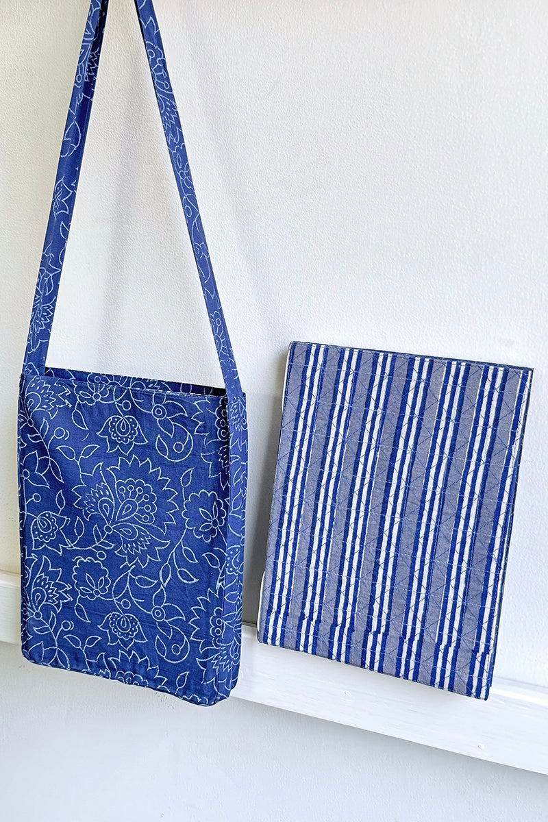 Blue Quilted Cover Coptic Stitch Journal Notebook With Bag Online
