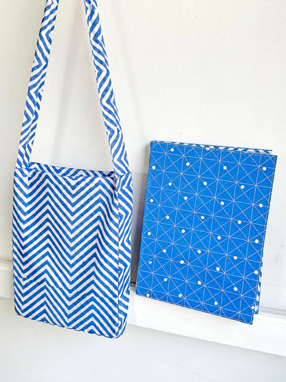 Quilted Cover Coptic Stitch Journal with Bag, Prints, 9.5x7