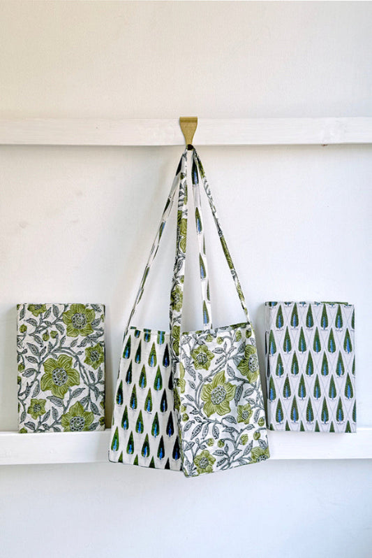 Green Quilted Cover Coptic Stitch Journal Notebook With Bag Online