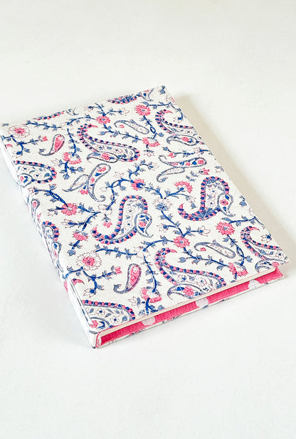 Quilted Cover Coptic Stitch Notebook with Bag, Prints, 9.5x7