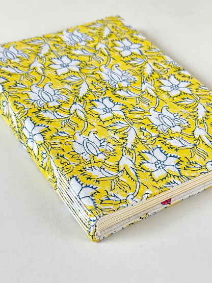 Quilted Cover Coptic Stitch Journal with Bag, Prints, 9.5x7