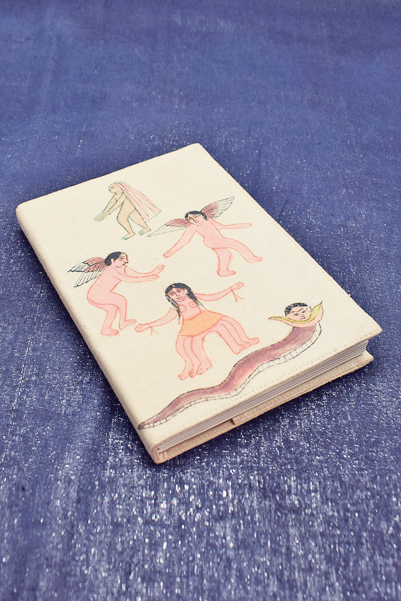 Notebooks Qissa Kahani, Fairies Hand Painted Slip Cover, 20X12 Blank pages insert + Extra Notebook Ruled Pages