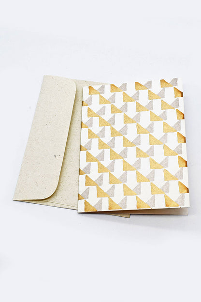 Triangle Grid Print Gift Card with Envelope 6x5, Set of 6