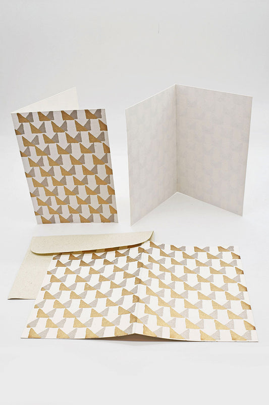 Triangle Grid Print Gift Card with Envelope 6x5, Set of 6