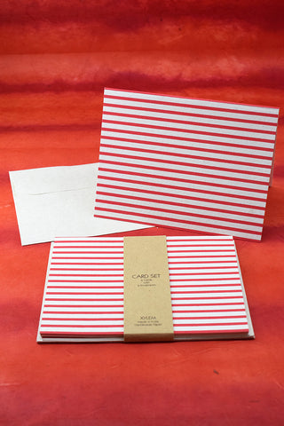 Stripes Print Gift Card with Envelope 6x5, Set of 6