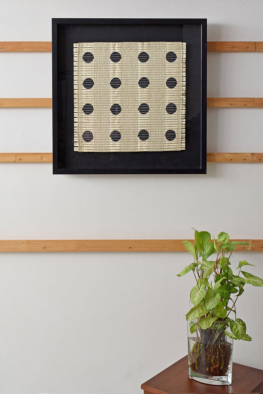 Circles Black & White Strip Weave Wall Art Hanging Online
