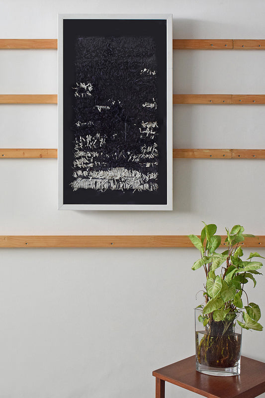 Black & White Paper Fringes Weave Framed Wall Art Online 20x35
