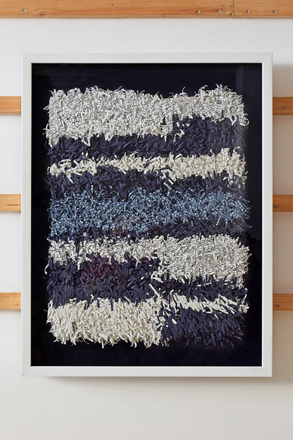 White & Blue Paper Fringes Weave Framed Wall Art Online 25x32

