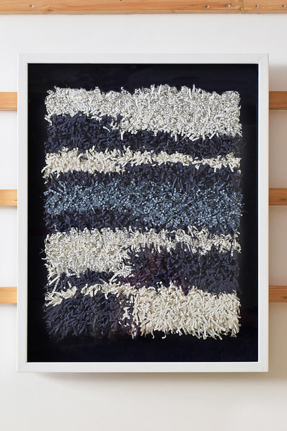 White & Blue Paper Fringes Weave Glass Framed Wall Art Online 25x32
