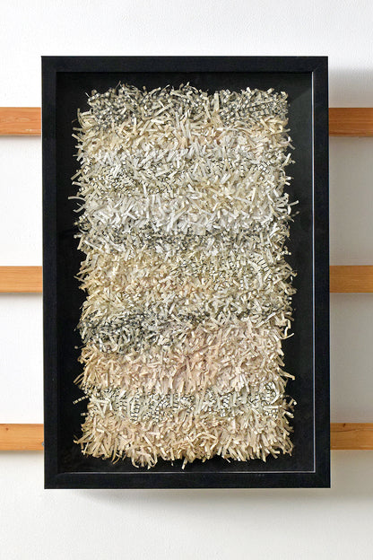White Gray Paper Fringes Weave Framed Wall Art Online 

