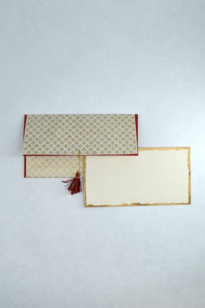 Rice print Gift Envelopes with Cards, Set of 6, 8x4 each