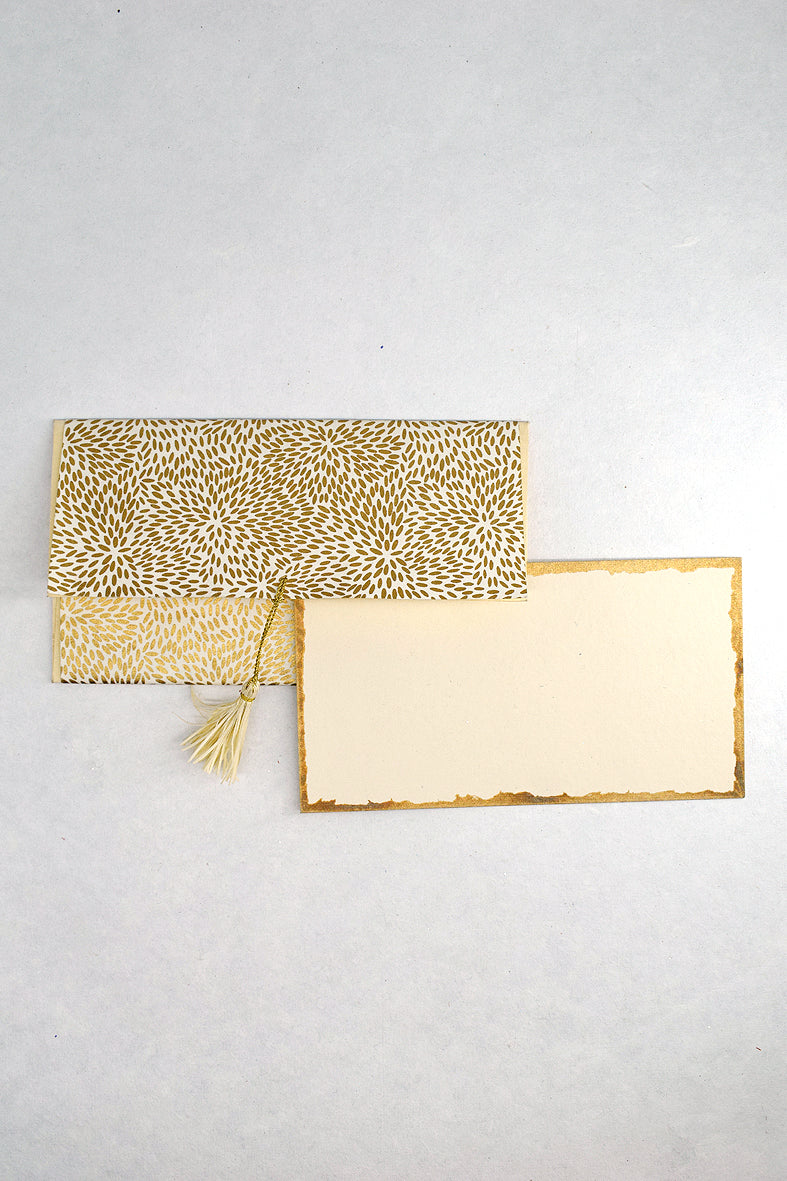 Rice Print Gift Envelopes with Cards, Set of 4, 8x4 each