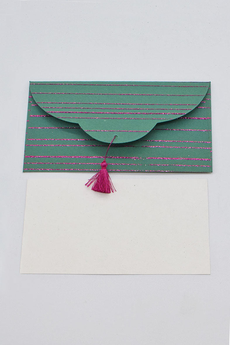 Glitter Lines Gift Envelope with Cards, Set of 4, 8x4 each