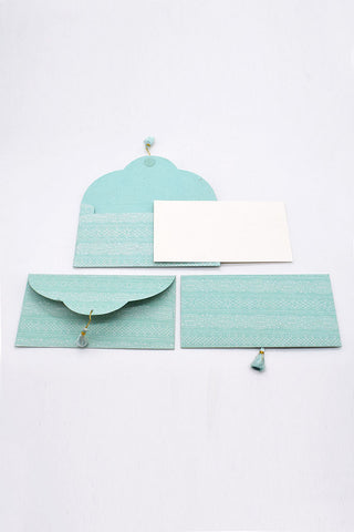 Lace Stripes Gift Envelope with Cards, Set of 4, 8x4 each