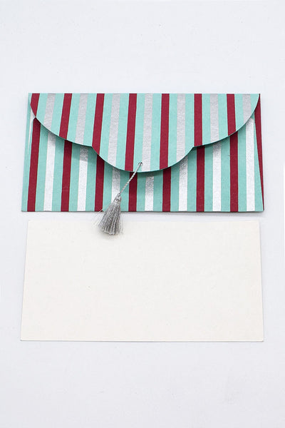 Stripes Print Gift Envelope with Cards, Set of 4, 8x4 each