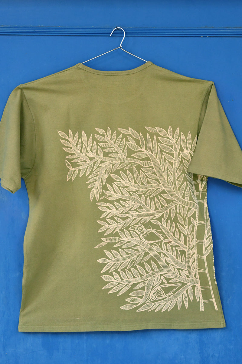Olive Folk Tree & Deer Tonal Graphics Unisex T Shirt Online