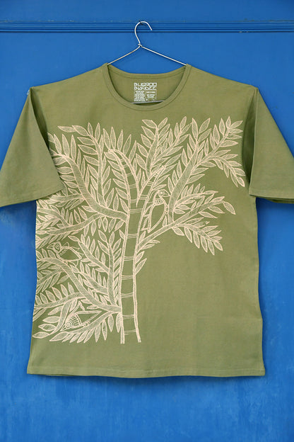 Olive Folk Tree & Deer Tonal Graphics Unisex T Shirt Online
