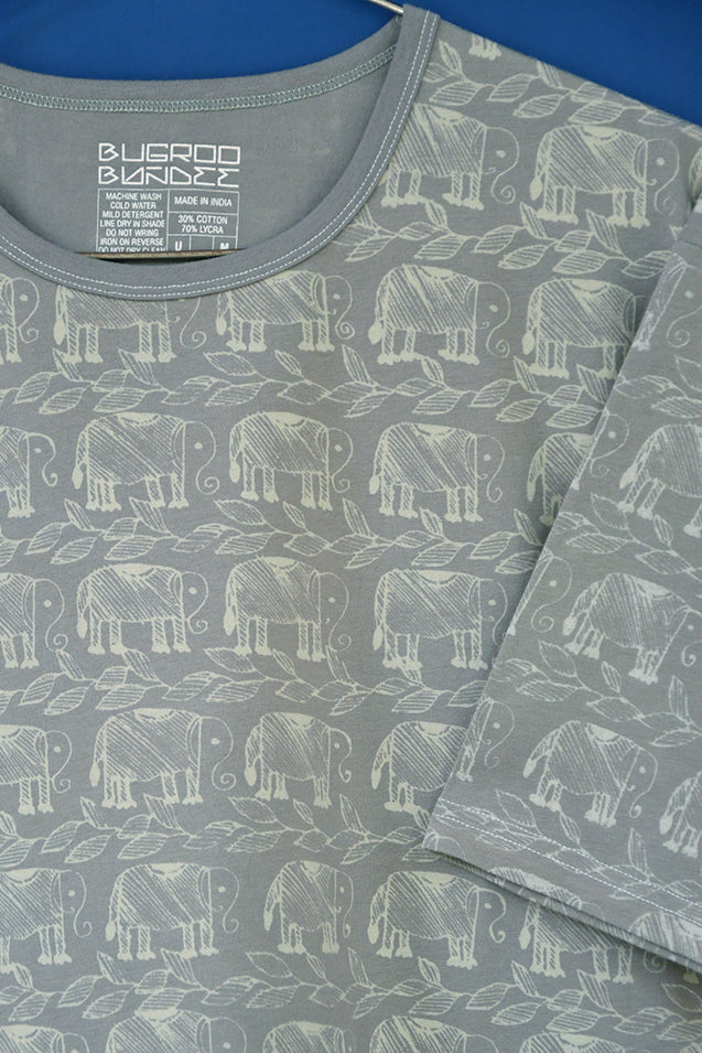 Gray Folk Elephant Tonal Unisex T Shirt