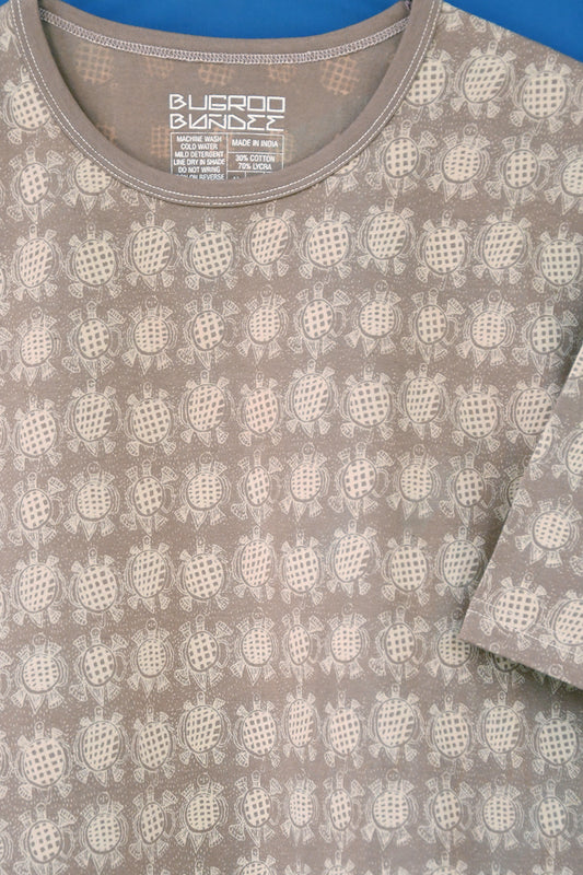 Taupe Folk Turtles Tonal Graphics Unisex T Shirt Online
