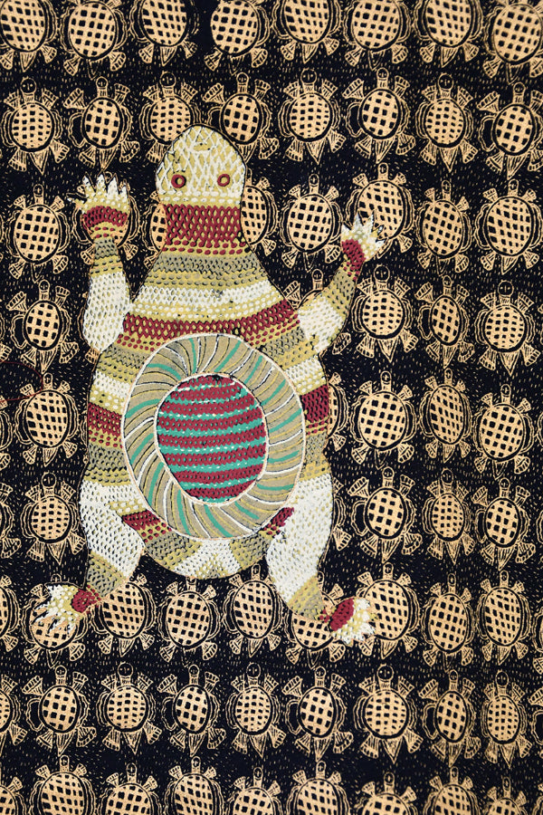 Black Folk Turtle Gold Printed Cotton T-Shirt For Women Online
