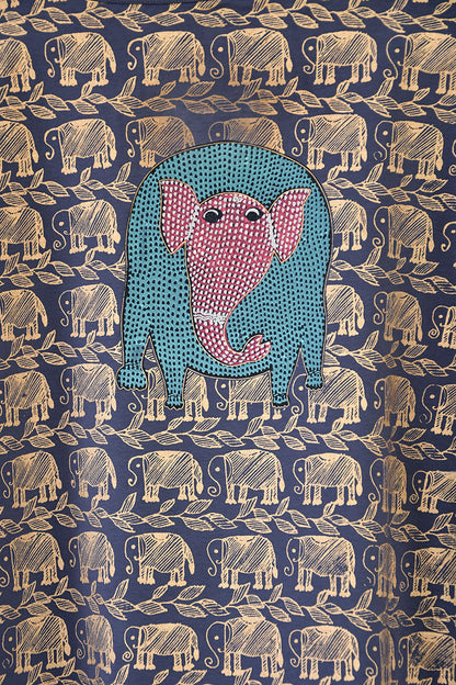 Neel Folk Elephant Gold Printed T-Shirt For Women Online