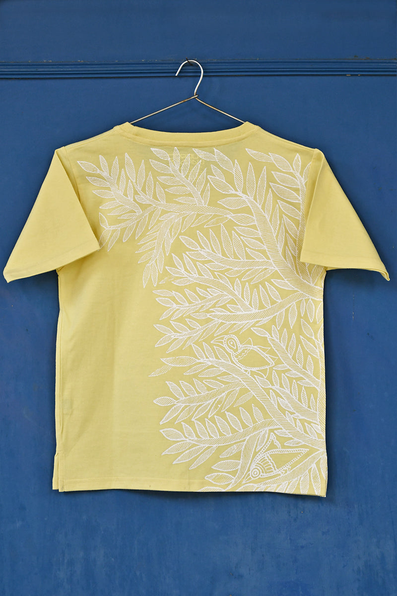 Butterfly Yellow Folk Deer Drawing Kids T-Shirt