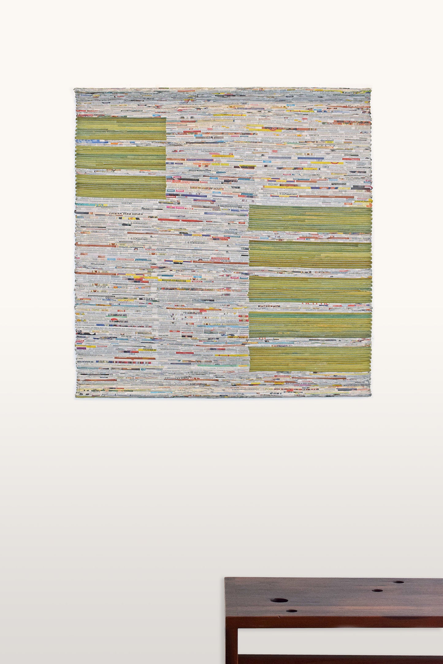 Edition Wall Art, Newspaper Surface & Coloured Canvas Side Insets, 42.5x45