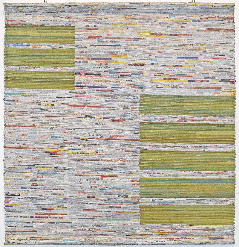 Edition Wall Art, Newspaper Surface & Coloured Canvas Side Insets, 42.5x45