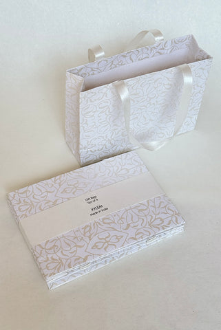 Bookprint Scroll White Gift Bags Small Escort, Set of 4, 7x5