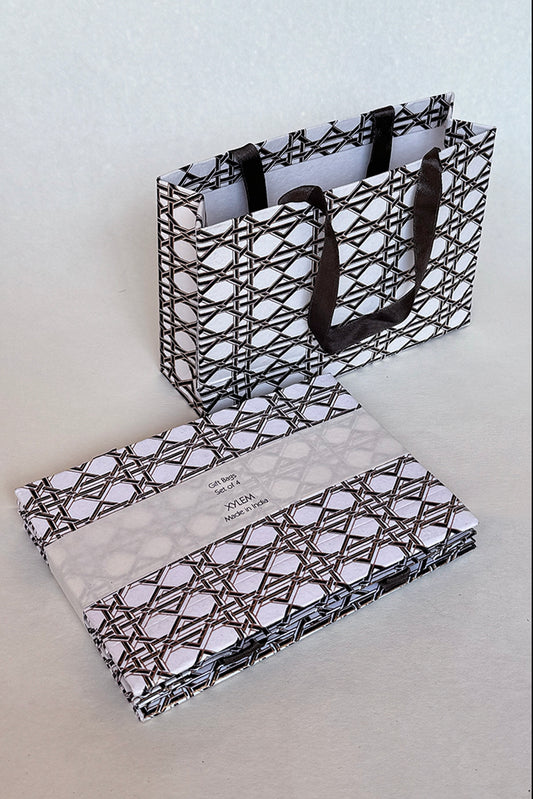 Cane Lattice White Small Escort Handmade Paper Gift Bag Online
