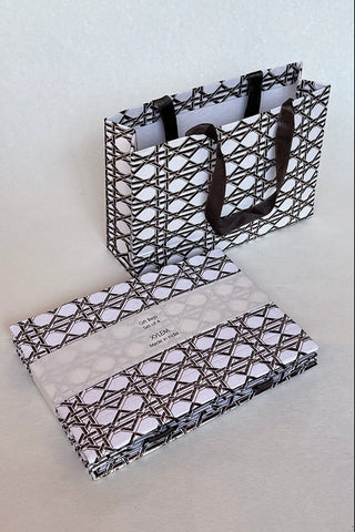 Cane Lattice White Gift Bags Small Escort, Set of 4, 7x5