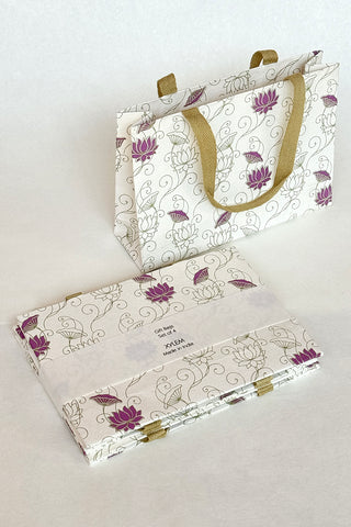 Lotus vines White Gift Bags Small Escort, Set of 4, 7x5