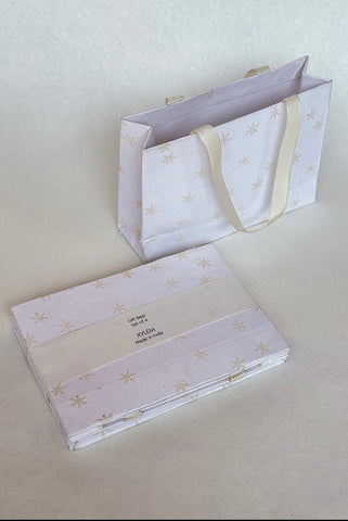 Random Star Pattern White Gift Bags Small Escort, Set of 4, 7x5