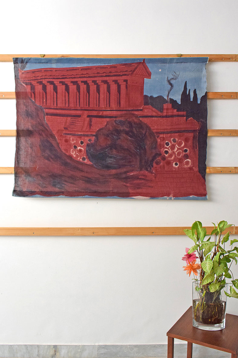 Temple of Artemis Natural Dye Painting Wall Art Hanging Online
