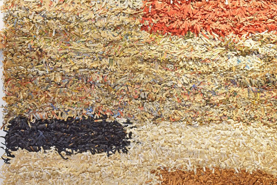 White and Red Paper Fringes Weave Wall Art Hanging Online

