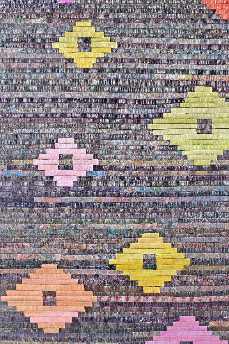 Wall Hanging: Canvas diamonds on Achada strips, 42x41 – Rickshaw Recycle