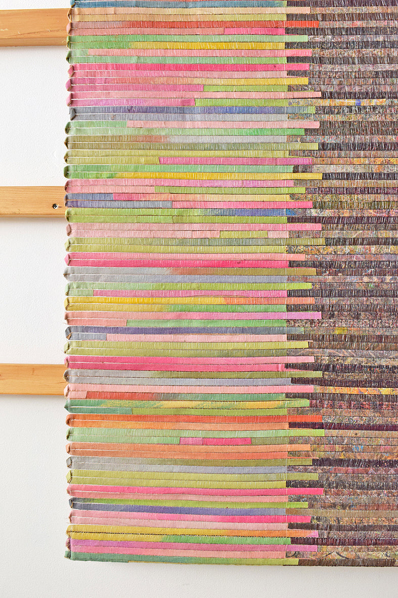 Wall Hanging: Painted Canvas & Achada 2 Panel weave, 42x40.5