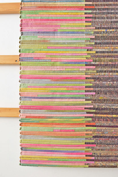 Wall Hanging: Painted Canvas & Achada 2 Panel weave, 42x40.5