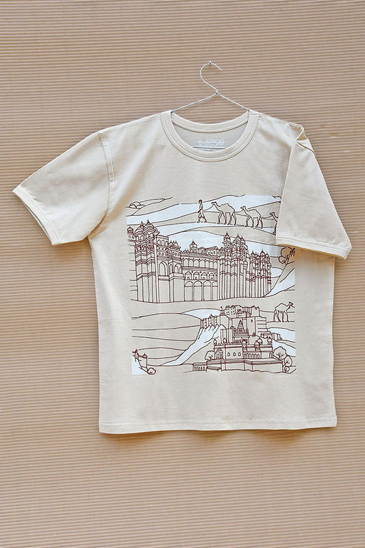 Rajasthan Forts Folk Drawing, Cities & Places Unisex T Shirt