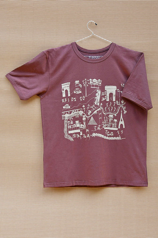 Paris Folk Drawing, Cities & Places Unisex T Shirt