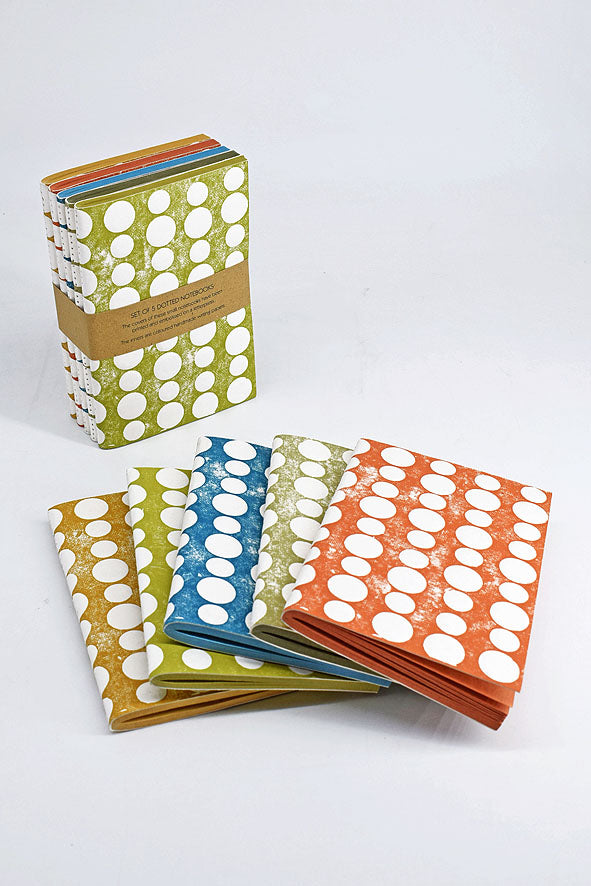 Multicolor Small Recycled Paper Dotted Notebooks Set Online
