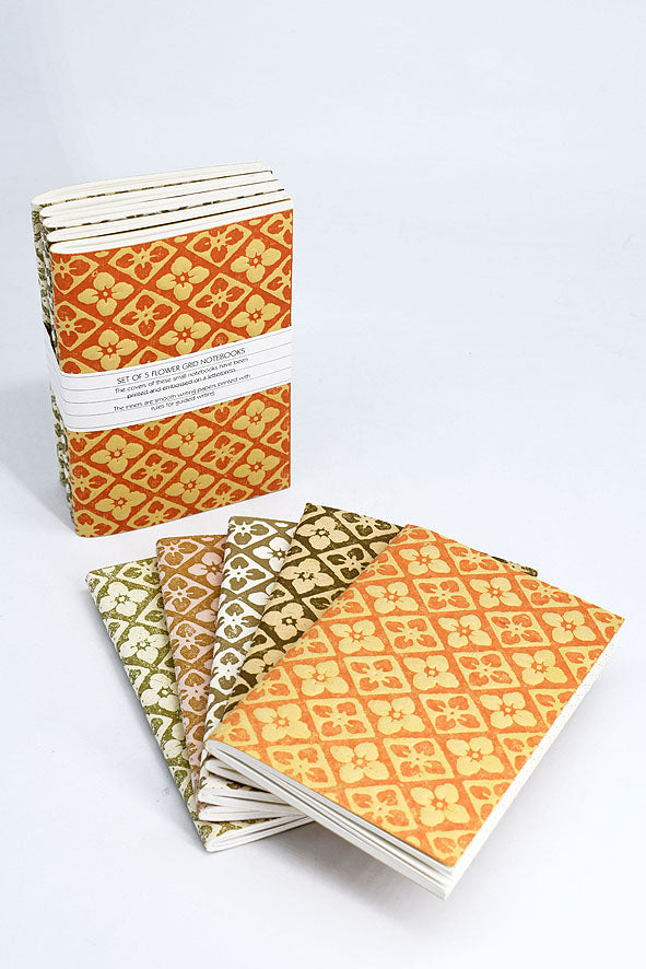 Multicolor Flower Grid Recycled Paper Notebooks Set Online