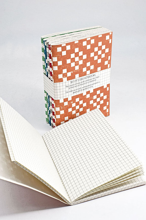 Multicolor Grid Recycled Paper Small Notebooks Set Online
