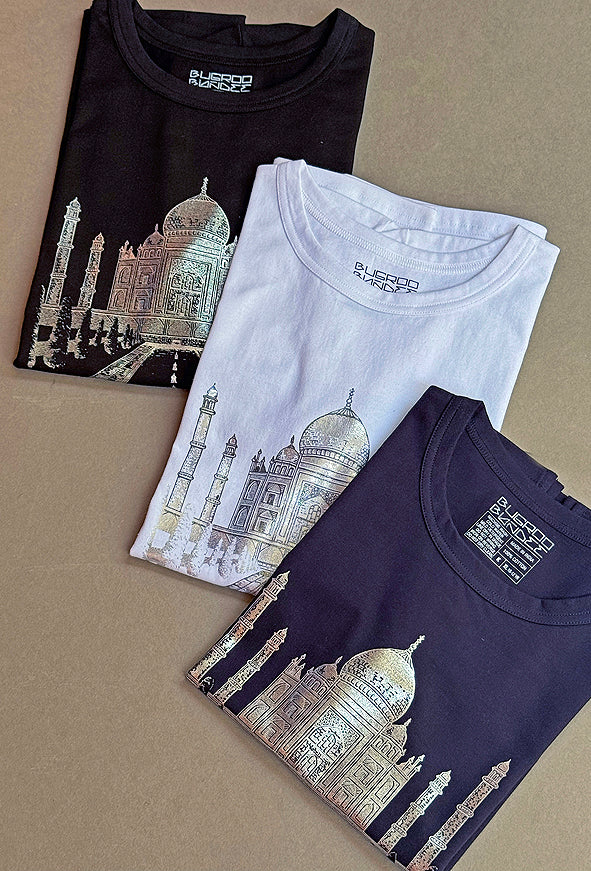 Taj Mahal Drawing Printed Cotton Kids T Shirt Online