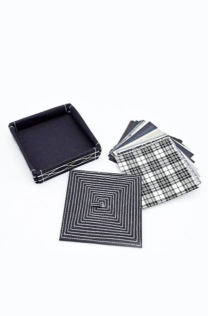 Assorted Black Handmade Paper Kits with Fabric Trays, Origami, Set of 30cm, 21cm, 15cm & 10cm
